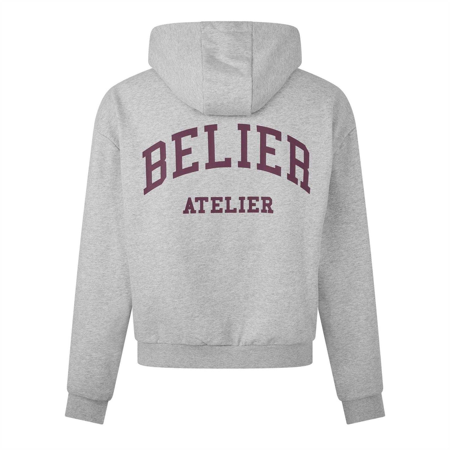 Grey Marl - Back - Belier Mens Campus Logo Hoodie