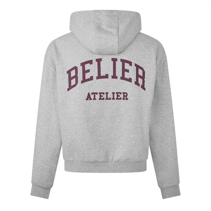 Grey Marl - Back - Belier Mens Campus Logo Hoodie
