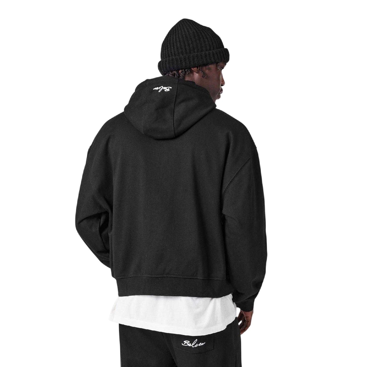 Black - Lifestyle - Belier Mens Oversized Full Zip Hoodie