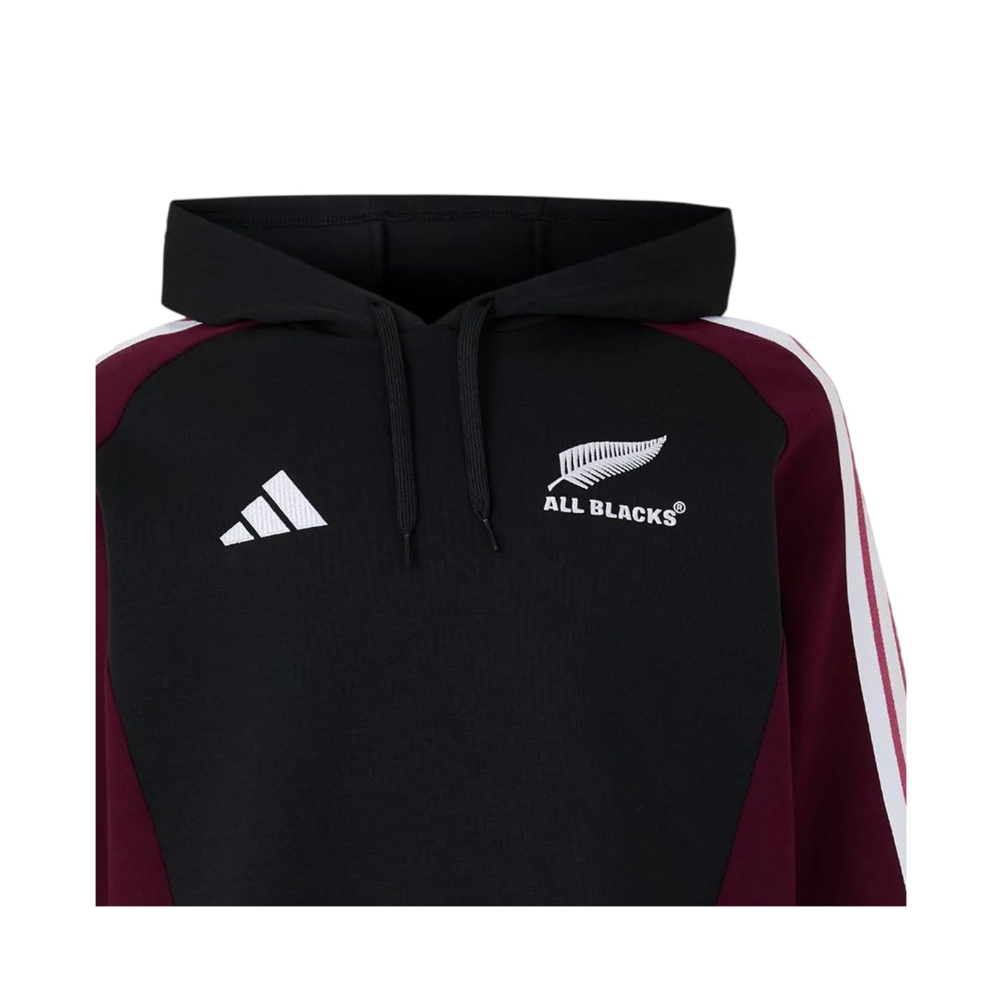 Black-Maroon - Side - Adidas Mens Logo Regular Hoodie