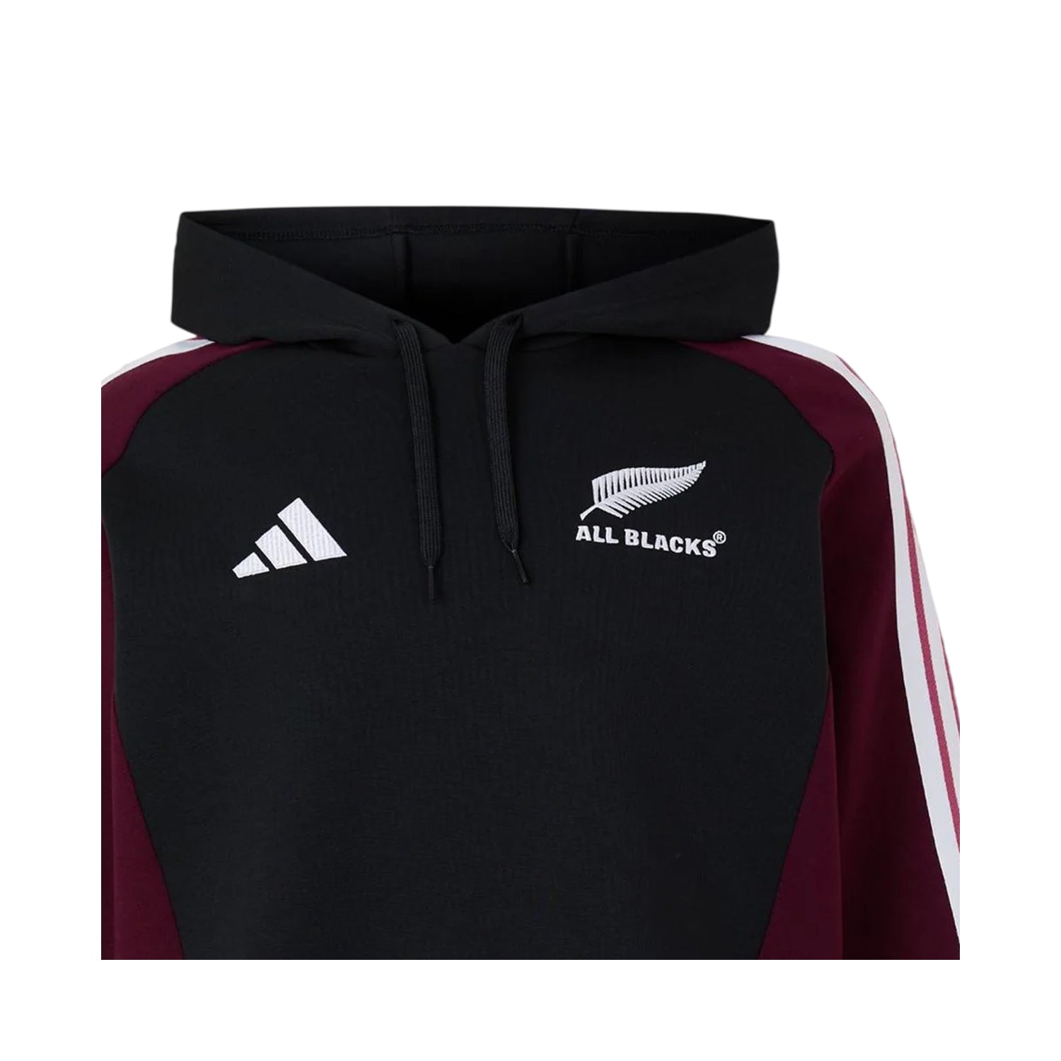 Black-Maroon - Side - Adidas Mens Logo Regular Hoodie