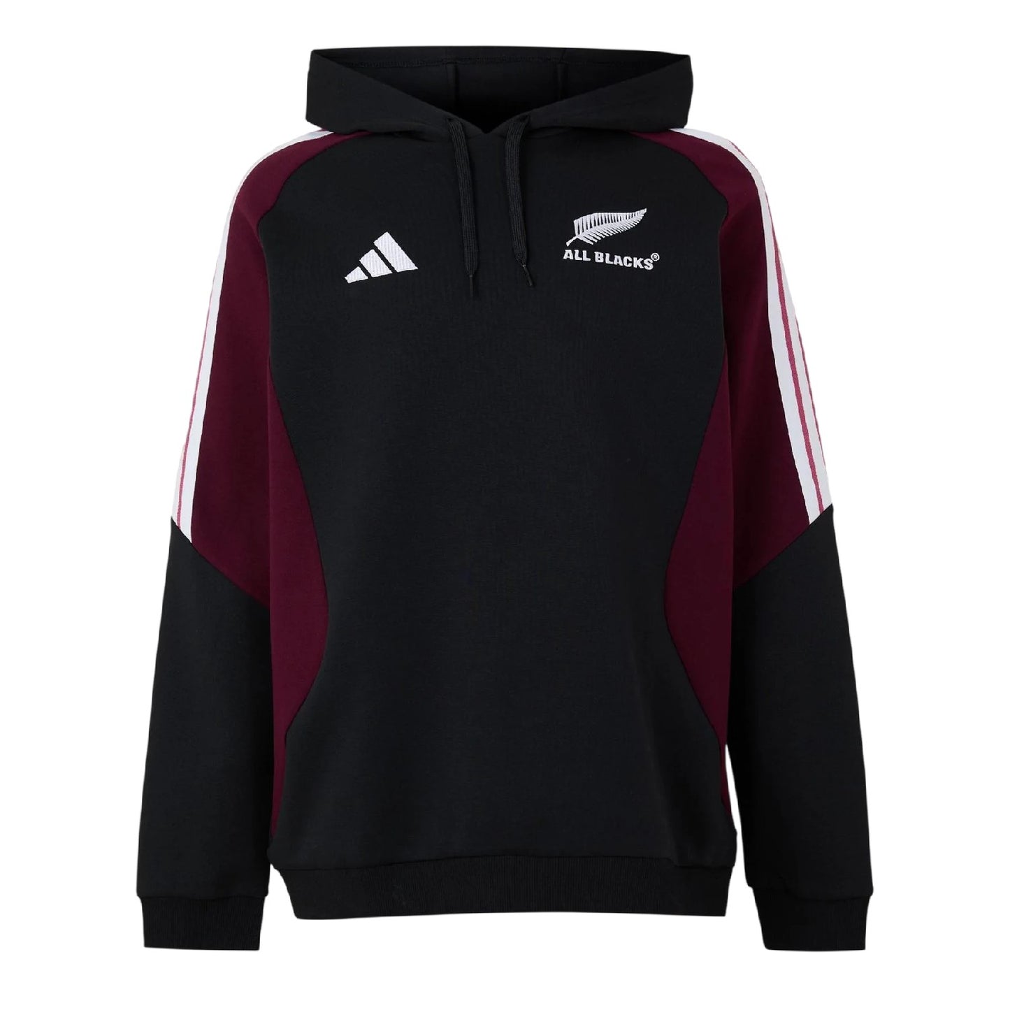 Black-Maroon - Front - Adidas Mens Logo Regular Hoodie