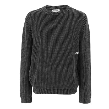 Washed Black - Front - Belier Mens Ribbed Crew Neck Jumper
