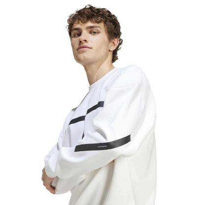 White - Side - Adidas Mens Z.N.E. Crew Neck Loose Sweatshirt