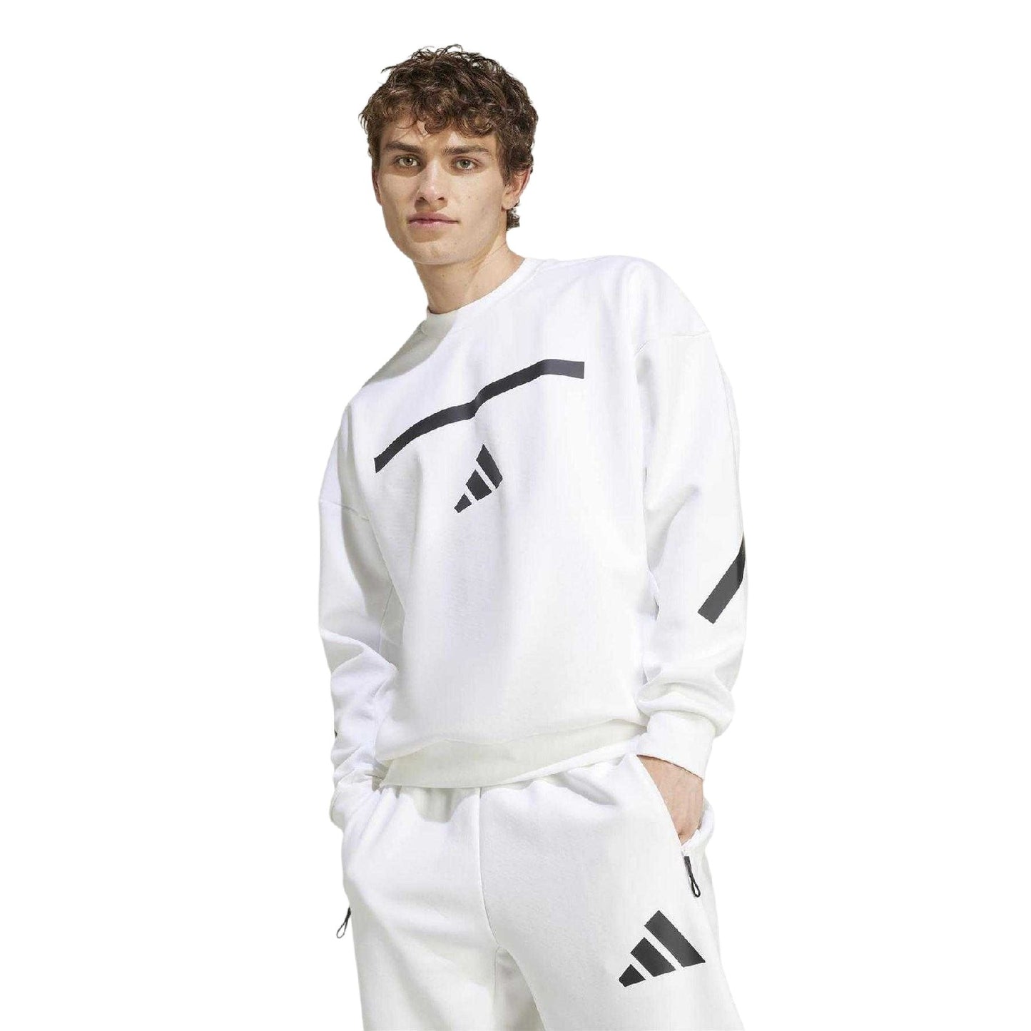 White - Lifestyle - Adidas Mens Z.N.E. Crew Neck Loose Sweatshirt