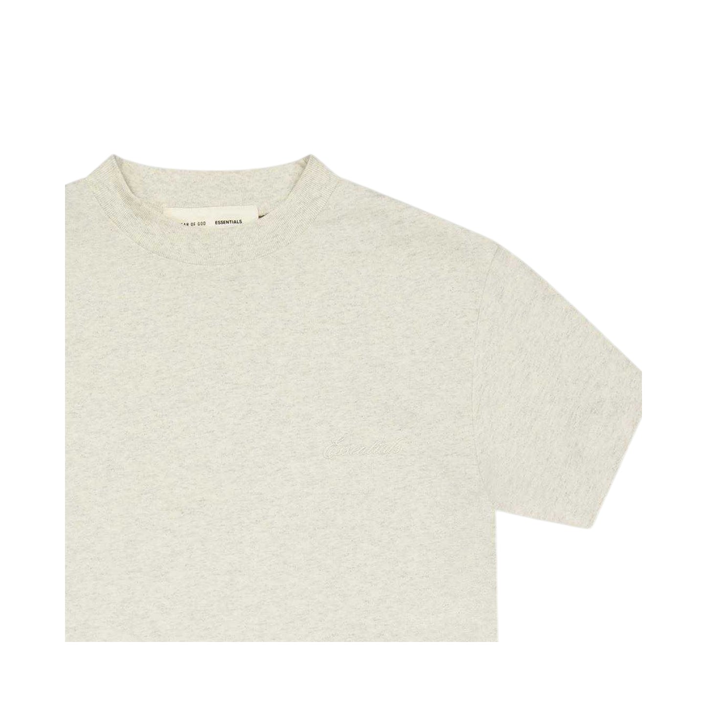 Oatmeal Heather - Side - Fear Of God Essentials Childrens-Kids Plain Cotton T-Shirt