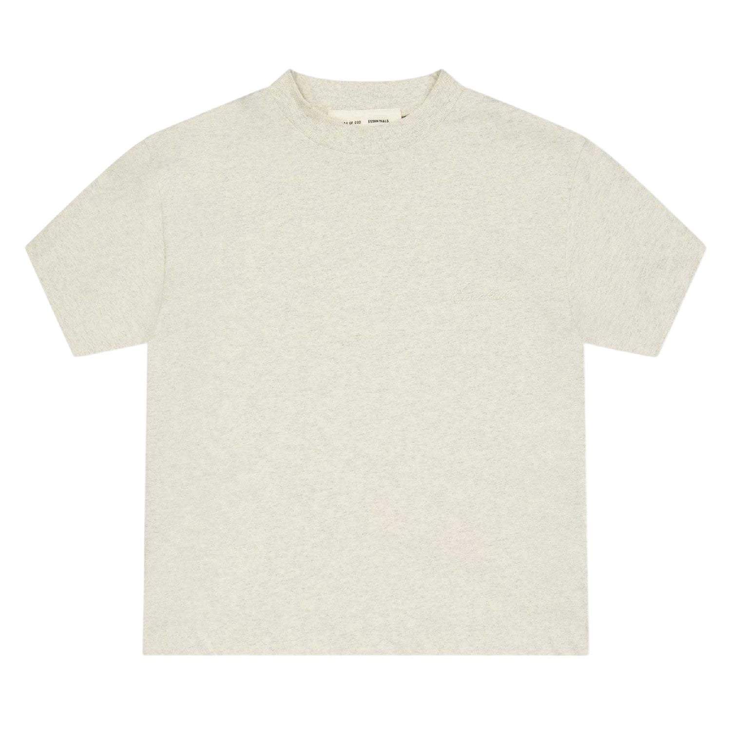 Oatmeal Heather - Front - Fear Of God Essentials Childrens-Kids Plain Cotton T-Shirt
