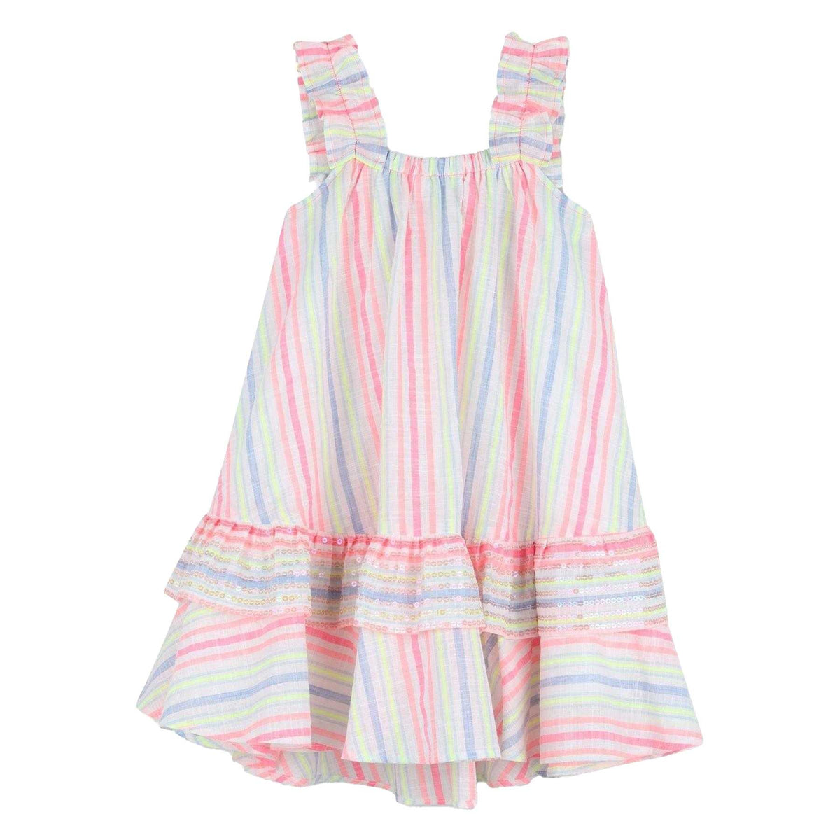 Multicoloured - Back - Billieblush Girls Stripe Smock Dress