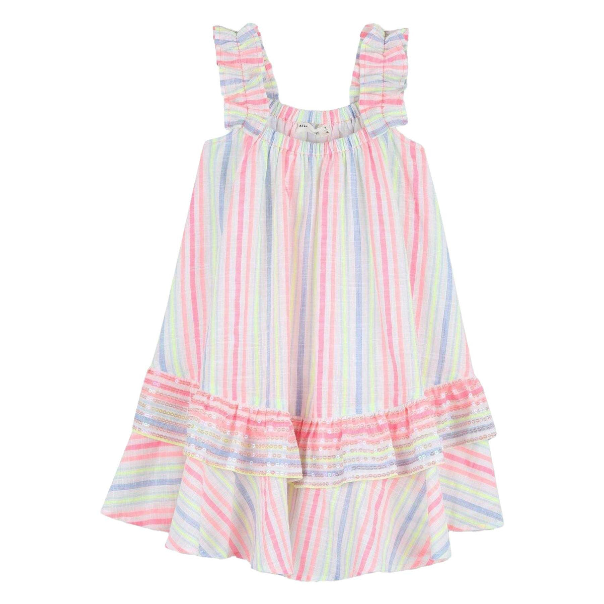 Multicoloured - Front - Billieblush Girls Stripe Smock Dress