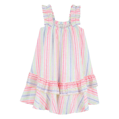 Multicoloured - Front - Billieblush Girls Stripe Smock Dress