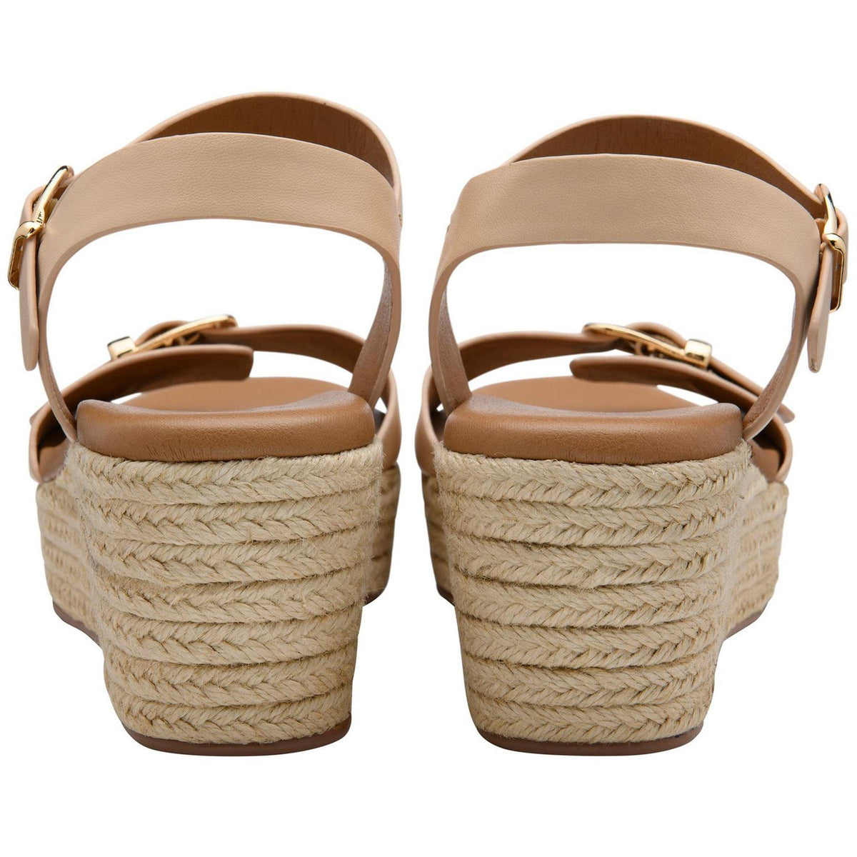 Nude - Back - Lotus Shoes Womens-Ladies Emeia Espadrille Wedge Sandals