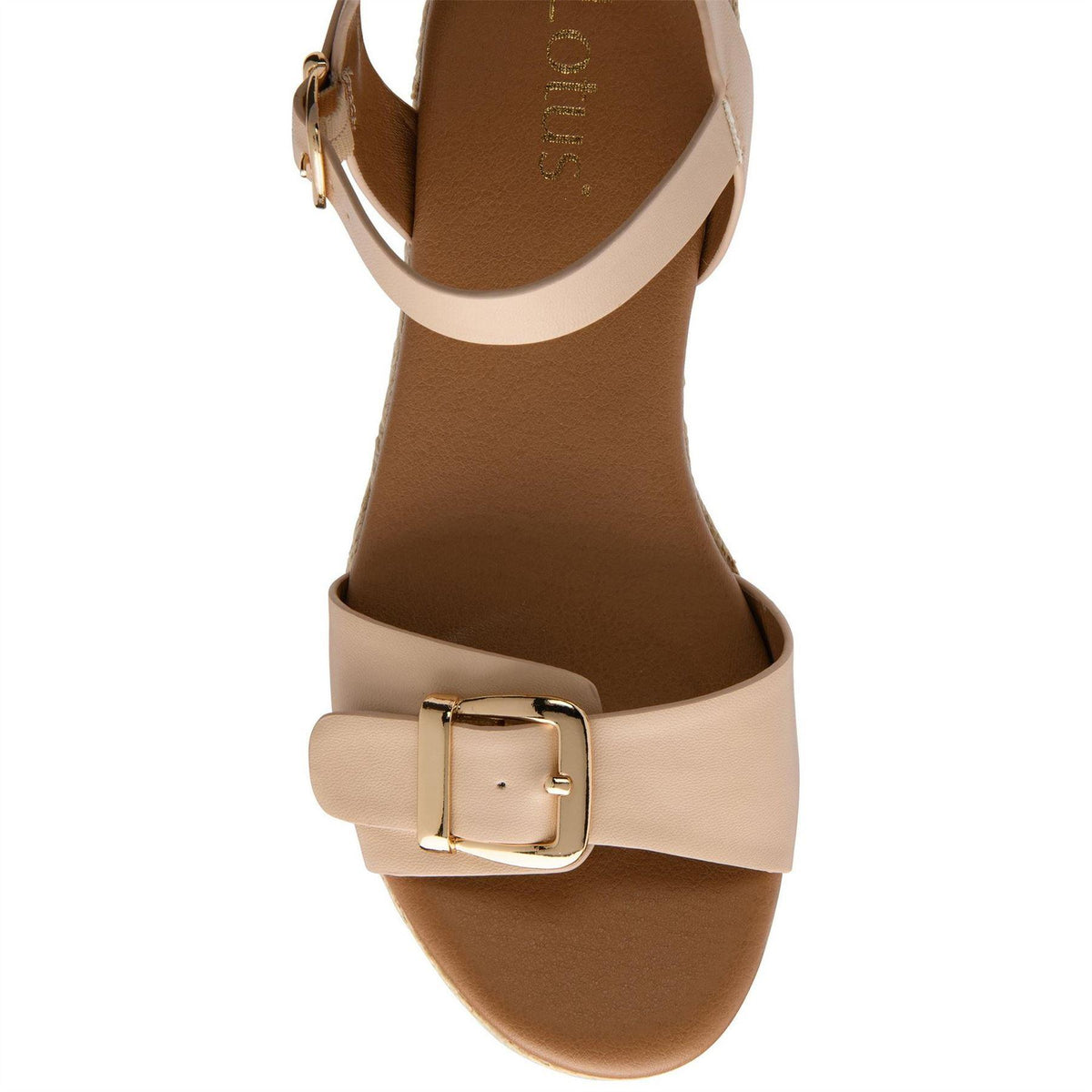 Nude - Side - Lotus Shoes Womens-Ladies Emeia Espadrille Wedge Sandals