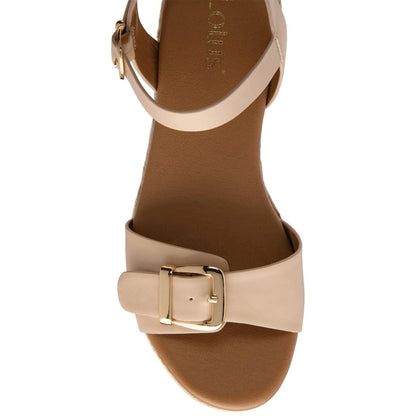 Nude - Side - Lotus Shoes Womens-Ladies Emeia Espadrille Wedge Sandals