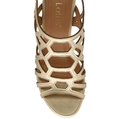 Gold - Side - Lotus Shoes Womens-Ladies Rhi Wedge Sandals