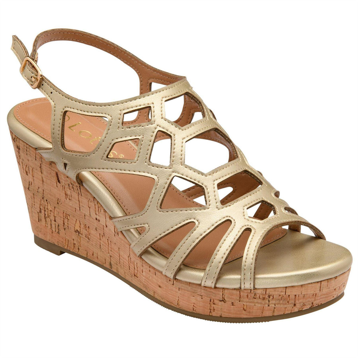 Gold - Lifestyle - Lotus Shoes Womens-Ladies Rhi Wedge Sandals