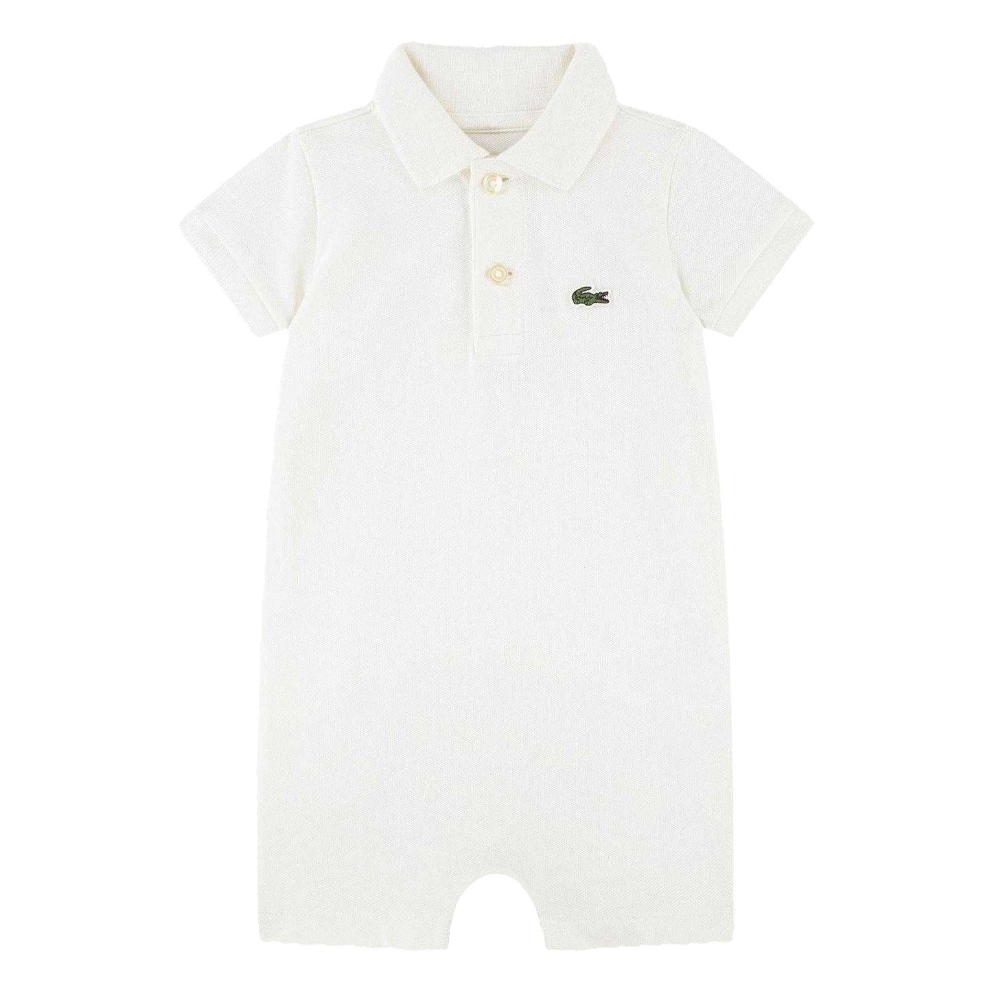 White - Front - Lacoste Baby Core Embroidered Logo Romper