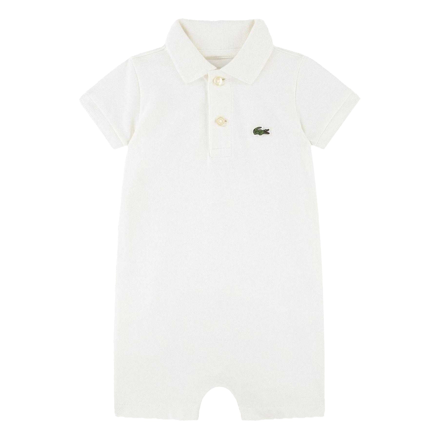 White - Front - Lacoste Baby Core Embroidered Logo Romper