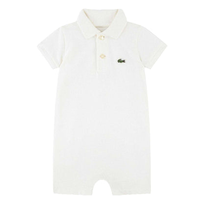 White - Front - Lacoste Baby Core Embroidered Logo Romper
