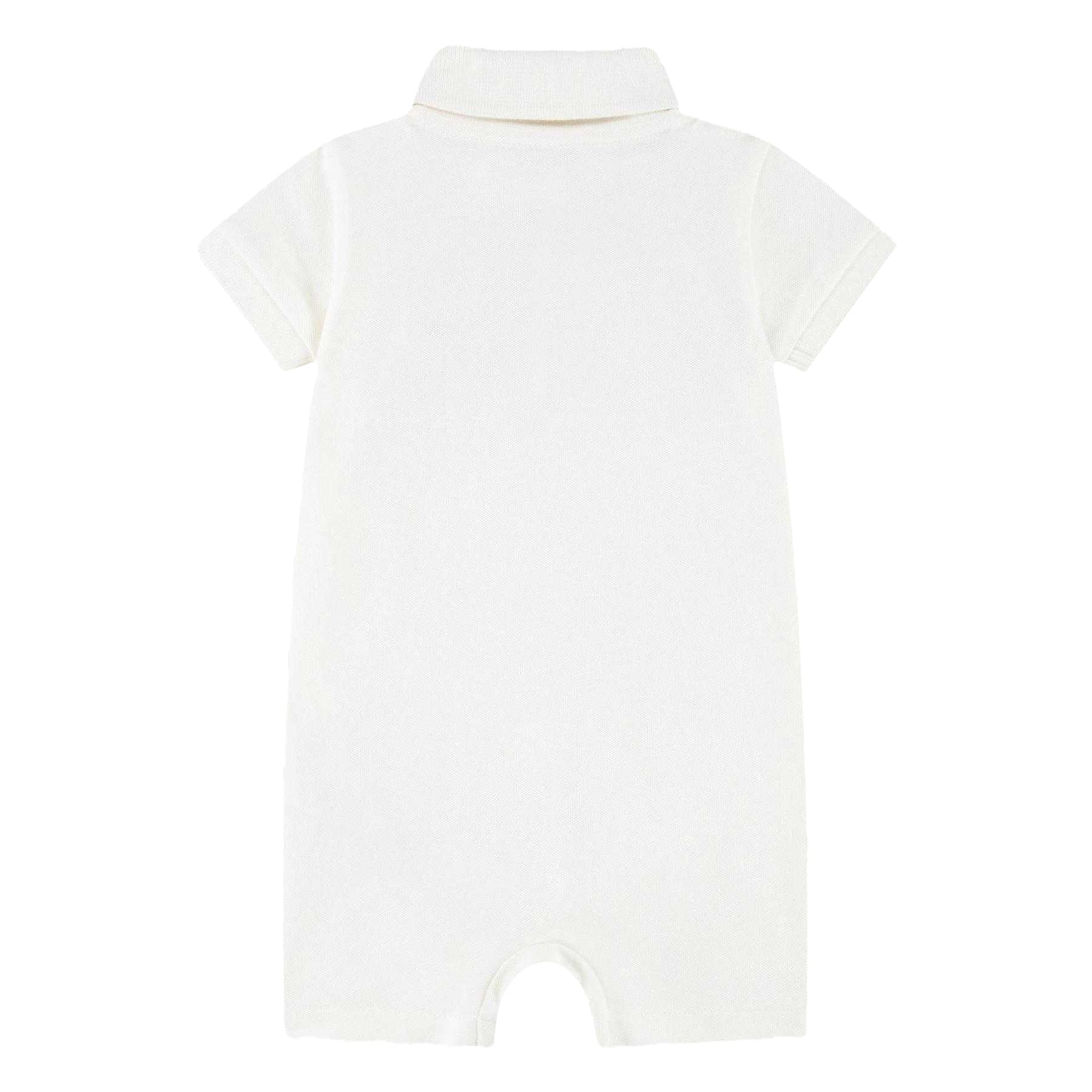 White - Back - Lacoste Baby Core Embroidered Logo Romper