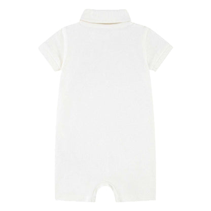 White - Back - Lacoste Baby Core Embroidered Logo Romper