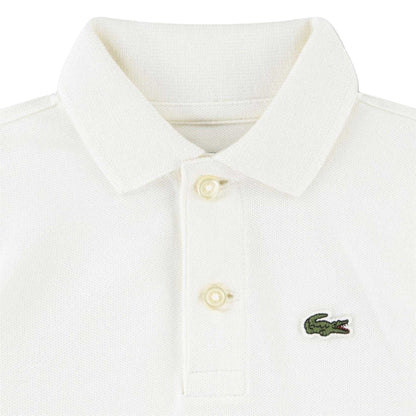 White - Side - Lacoste Baby Core Embroidered Logo Romper