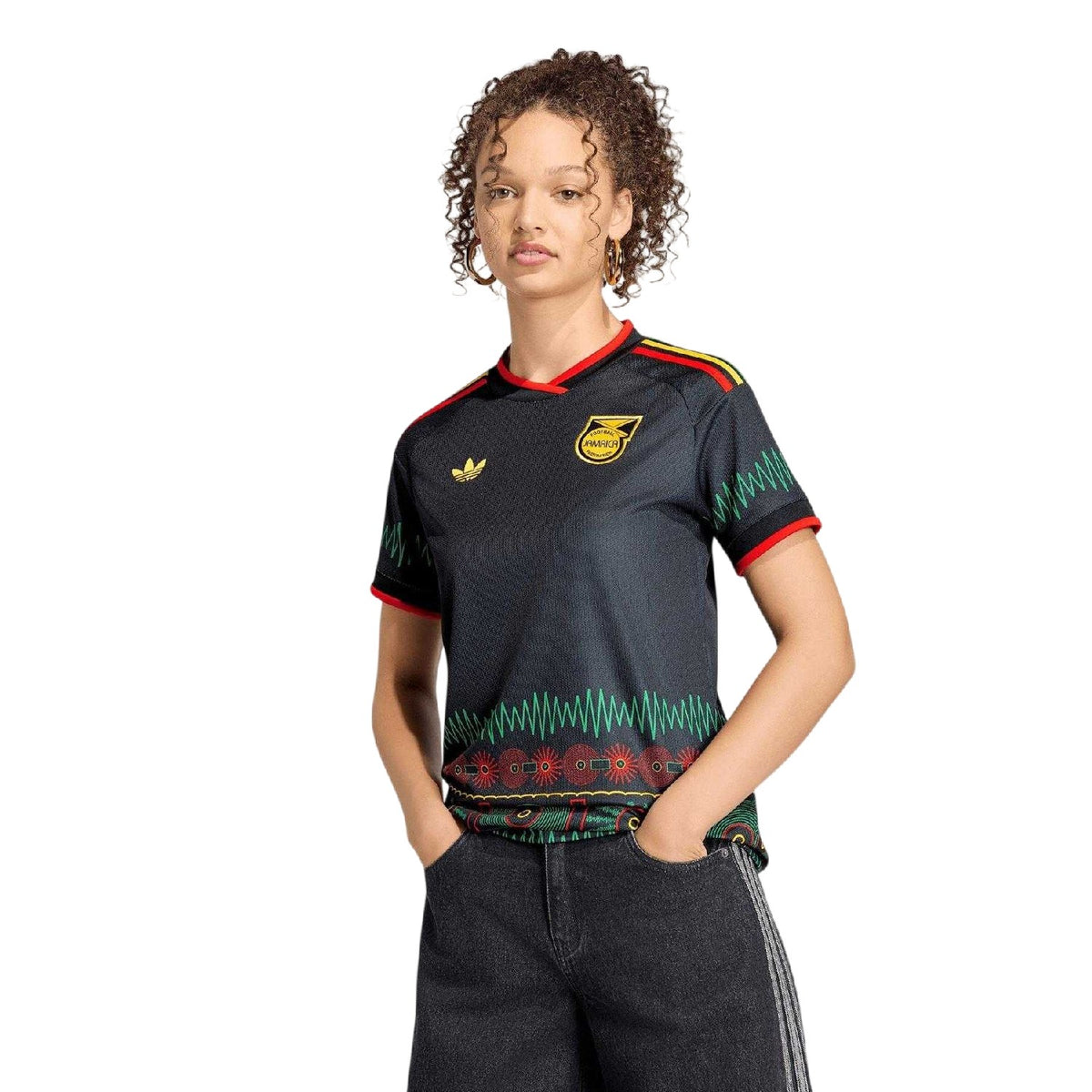 Black-Yellow - Lifestyle - Adidas Womens-Ladies 2026 Jamaica Away Shirt