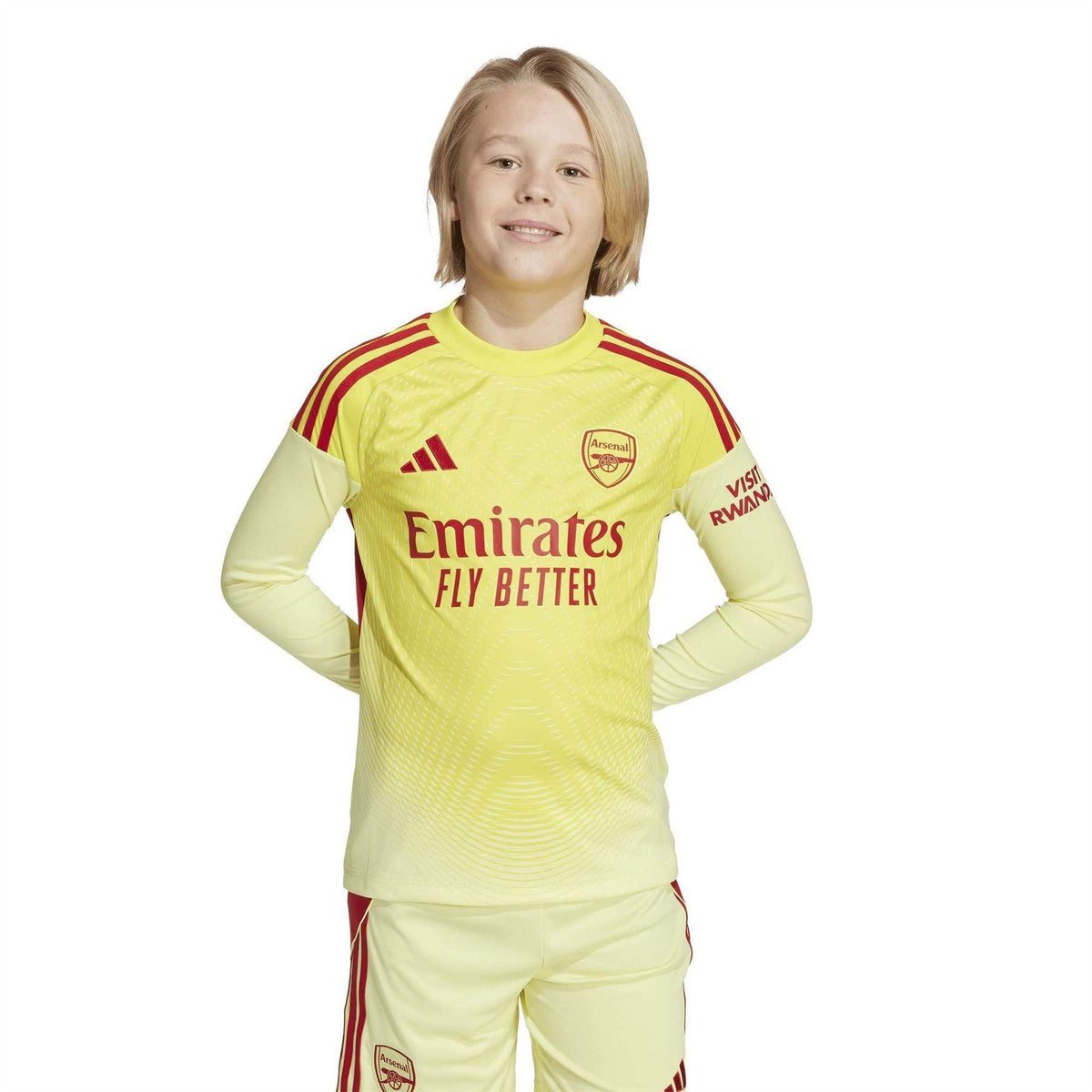 Yellow-Red - Side - Adidas Childrens-Kids 2025-2026 Arsenal FC Replica Goalkeeper Jersey