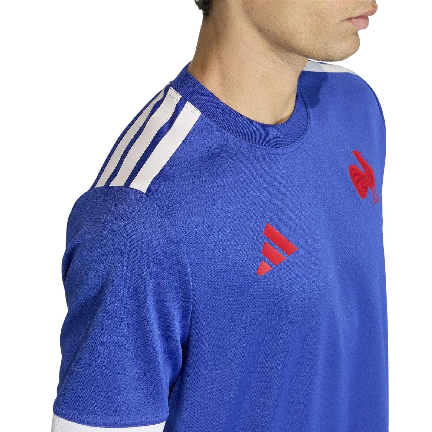 Blue - Side - Adidas Unisex Adult 2025-2026 France Short-Sleeved Rugby Shirt