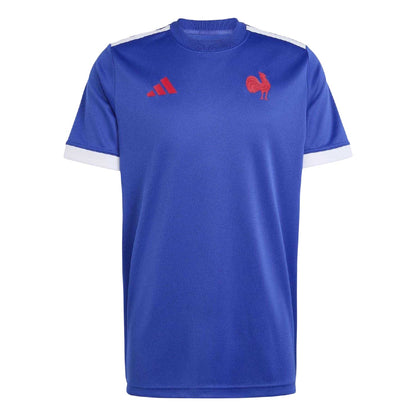 Blue - Front - Adidas Unisex Adult 2025-2026 France Short-Sleeved Rugby Shirt