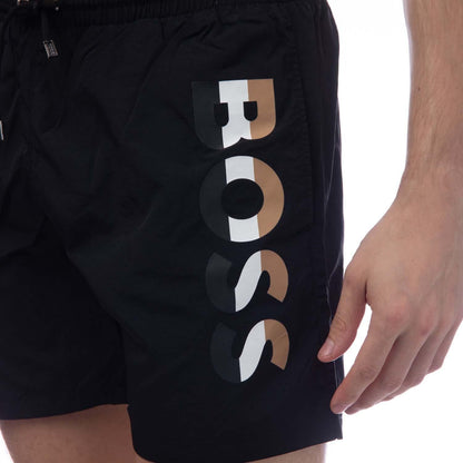 Black - Side - Hugo Boss Mens Bold Swim Shorts
