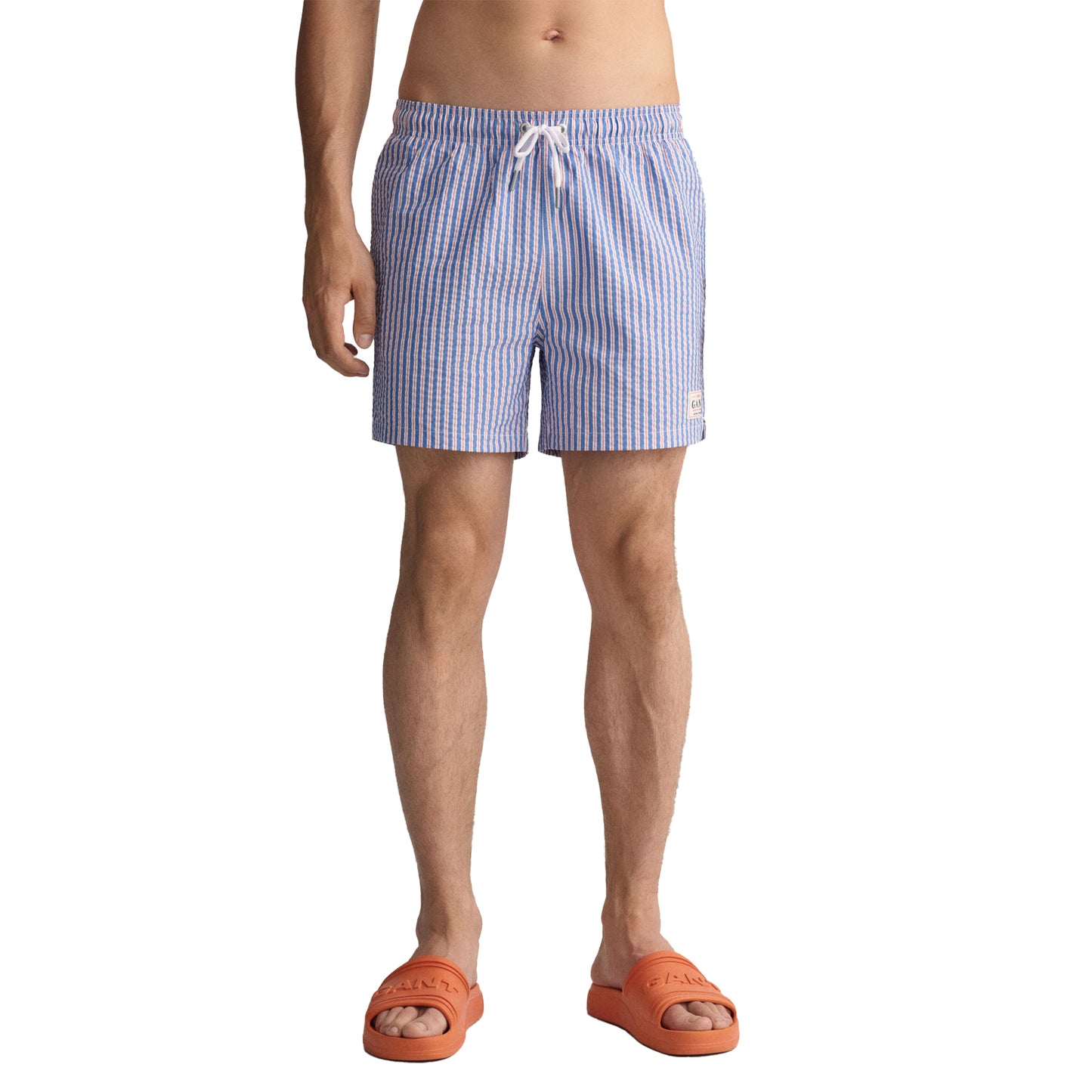 Blue-White-Red - Side - Gant Mens Seeksucker Classic Swim Shorts