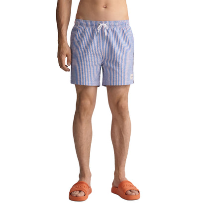Blue-White-Red - Side - Gant Mens Seeksucker Classic Swim Shorts
