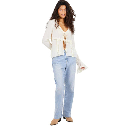 Cream - Lifestyle - Brave Soul Womens-Ladies Frill Long-Sleeved Top