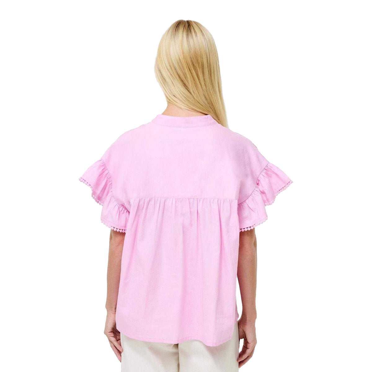Pink - Back - French Connection Womens-Ladies Ruffle Blouse