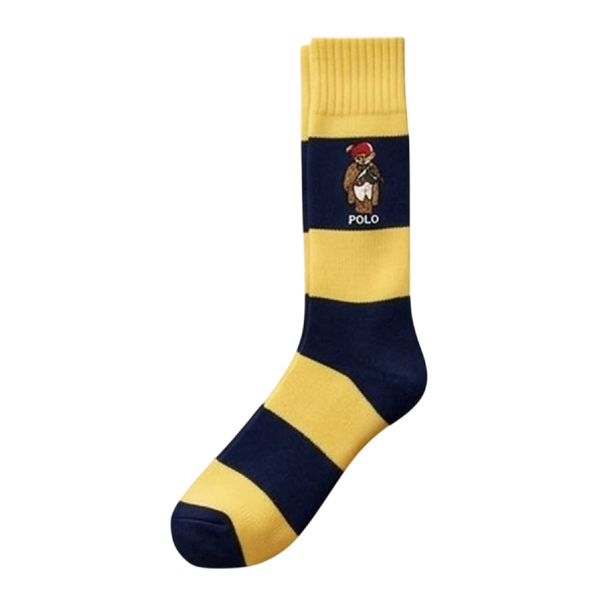 Yellow-Blue-Pink - Back - Ralph Lauren Mens Ribbed Cuff Crew Socks (Pack of 3)