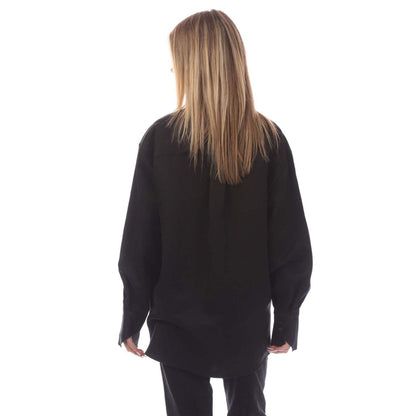 Black - Back - Hugo Womens-Ladies Linen Blend Blouse