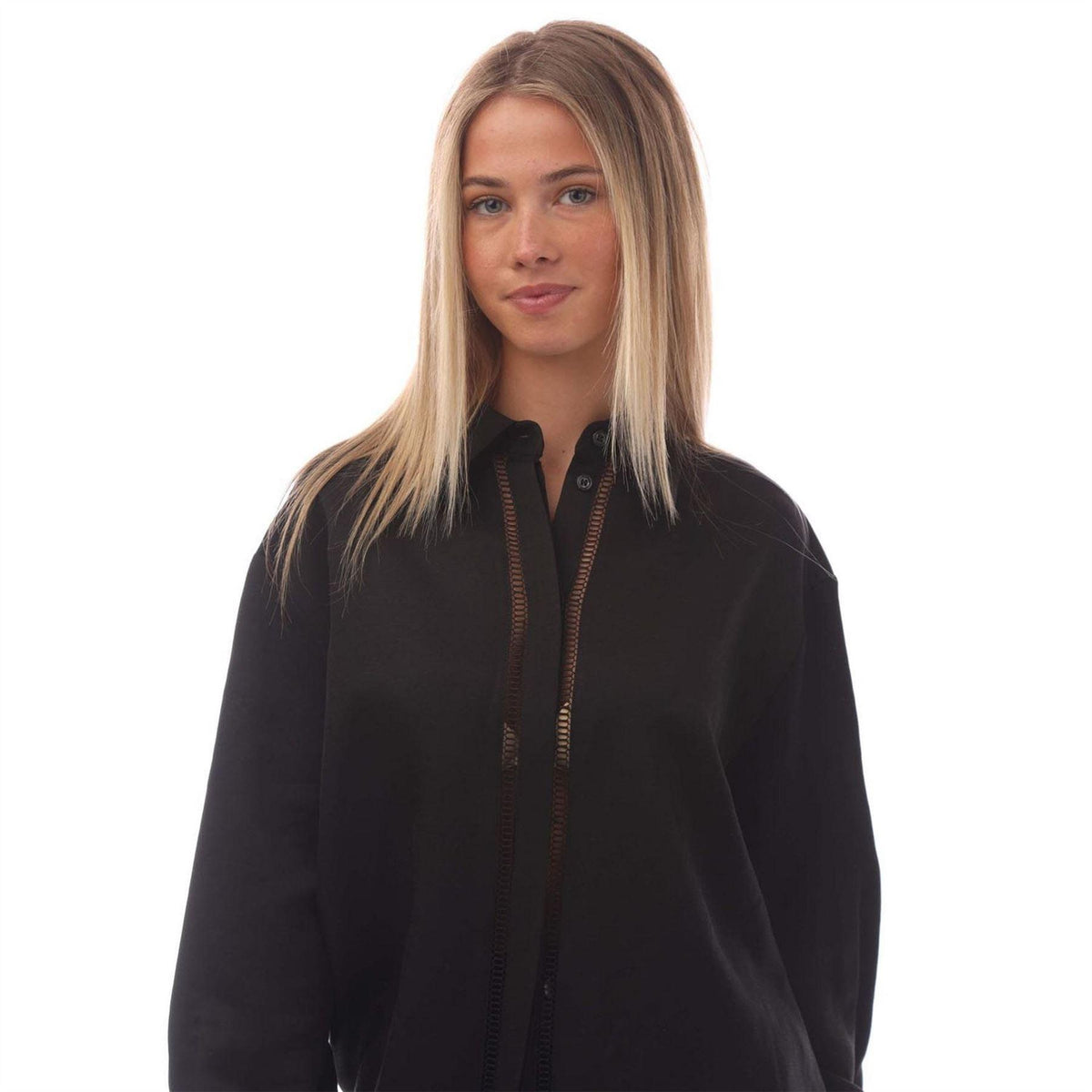 Black - Side - Hugo Womens-Ladies Linen Blend Blouse