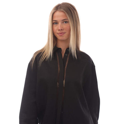 Black - Side - Hugo Womens-Ladies Linen Blend Blouse