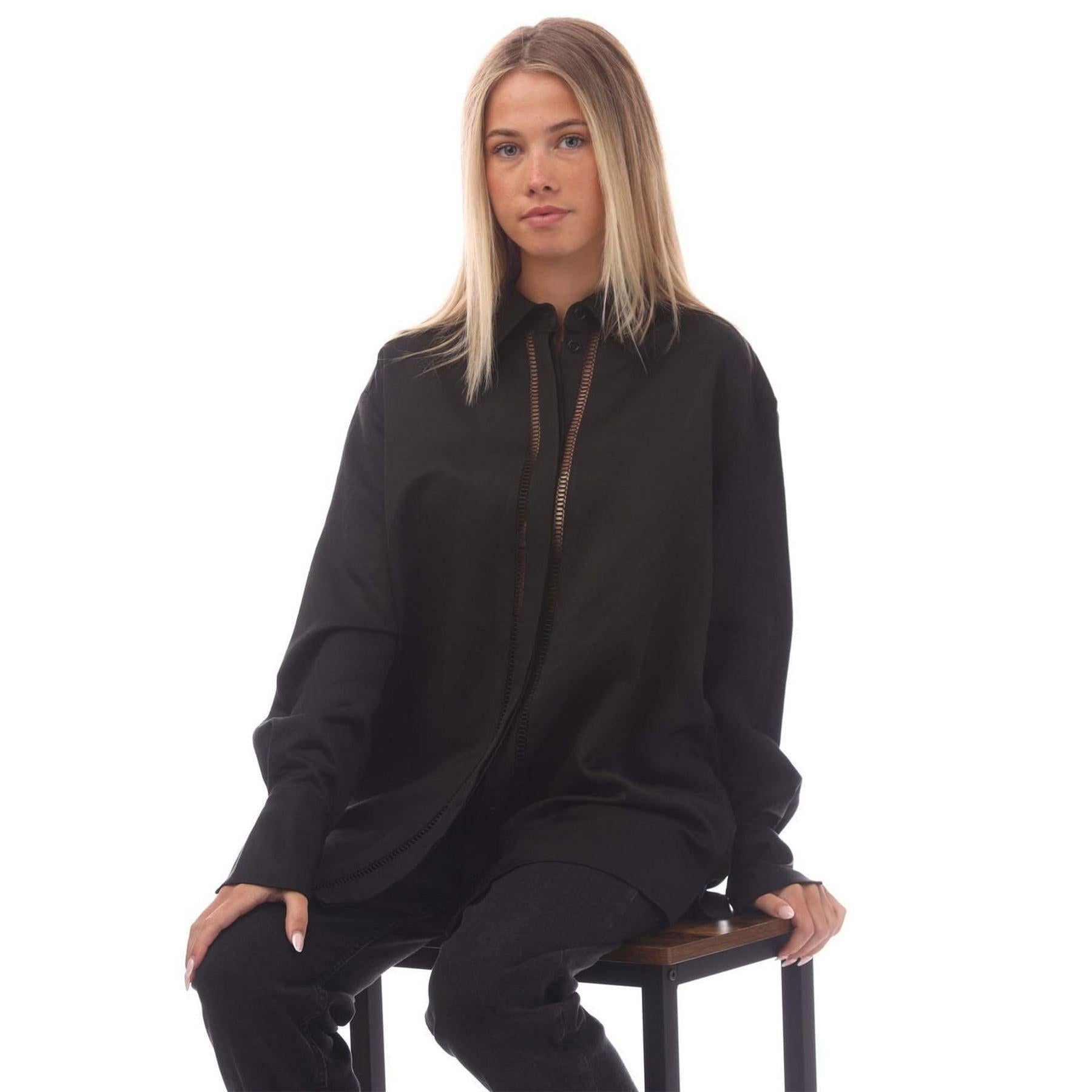 Black - Lifestyle - Hugo Womens-Ladies Linen Blend Blouse