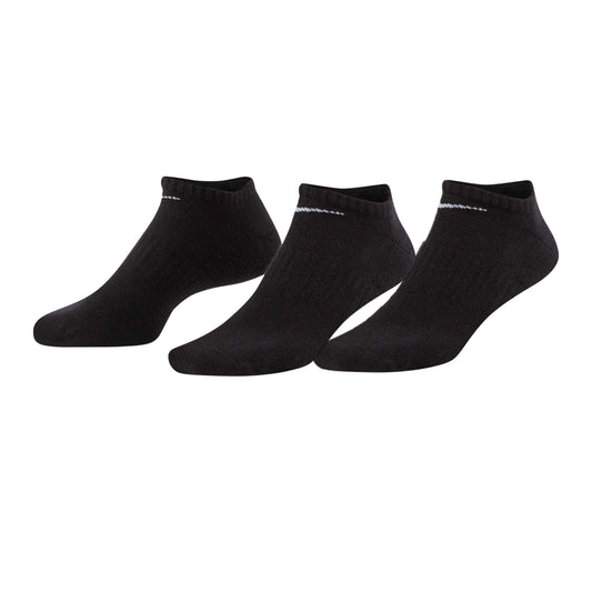 Black-White - Front - Nike Unisex Adult Cushioned No-Show Socks (Pack of 3)