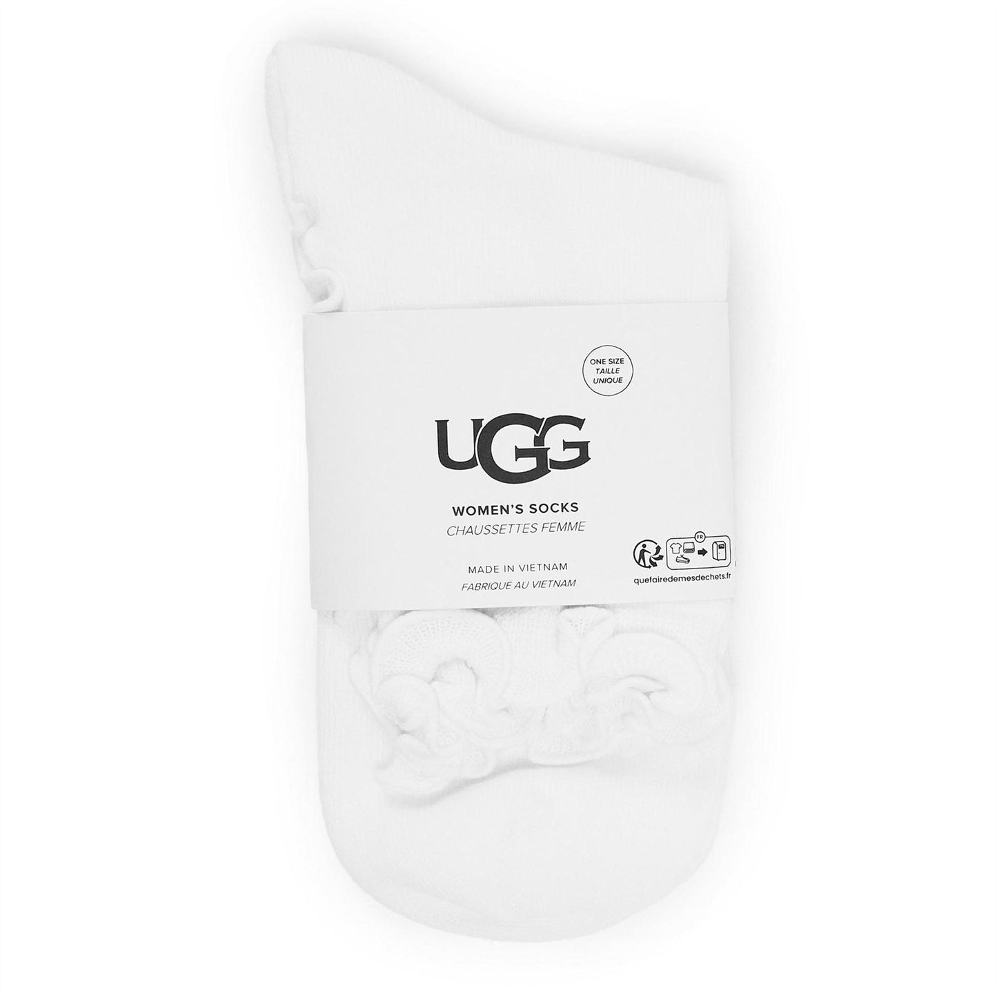 White - Front - UGG Womens-Ladies Ribbed Crew Socks