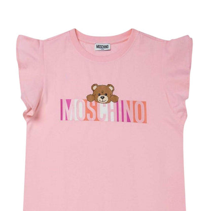 Pink - Side - Moschino Girls Logo T-Shirt Dress