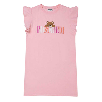 Pink - Front - Moschino Girls Logo T-Shirt Dress