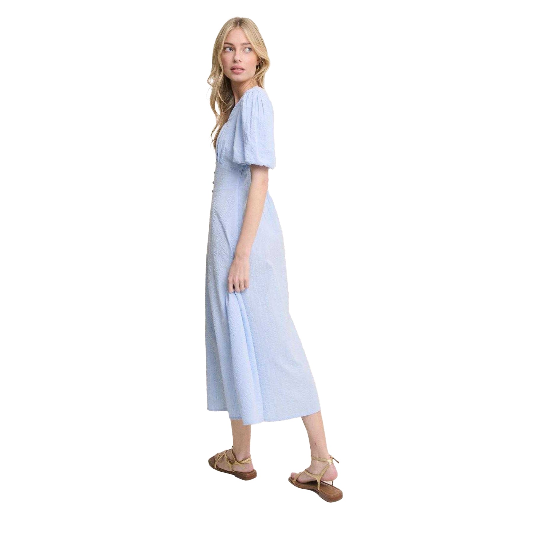 Blue - Back - Nobody´s Child Womens-Ladies Melody Puff Sleeve Midi Dress