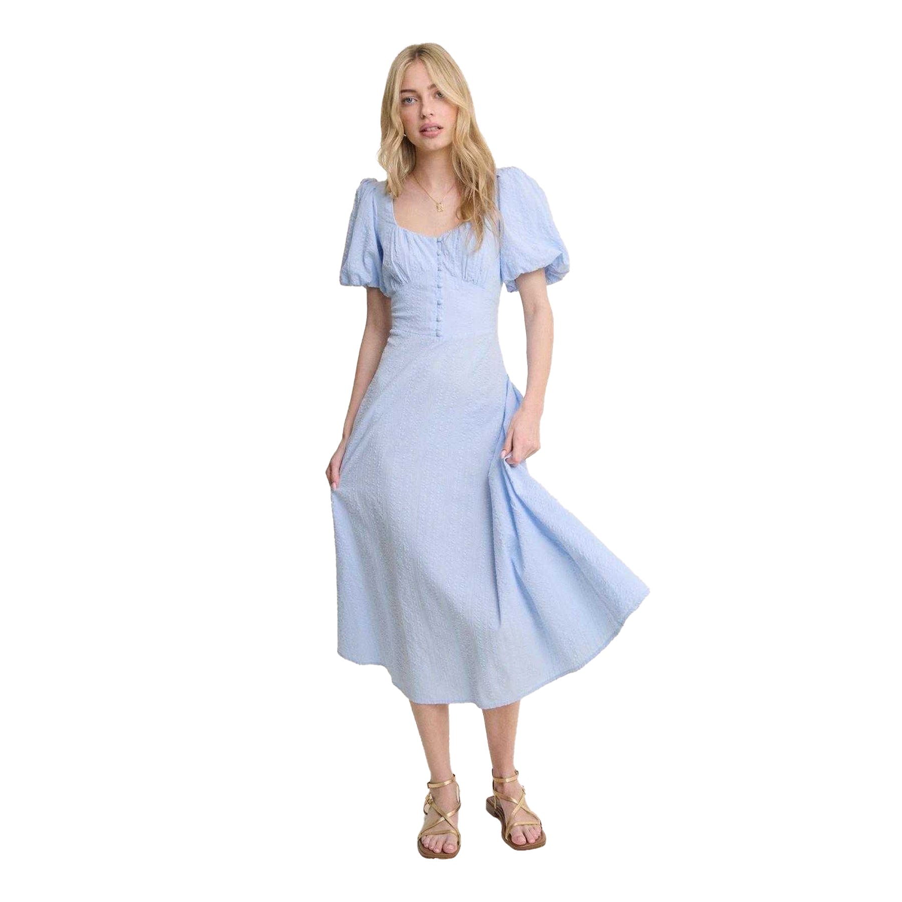 Blue - Pack Shot - Nobody´s Child Womens-Ladies Melody Puff Sleeve Midi Dress