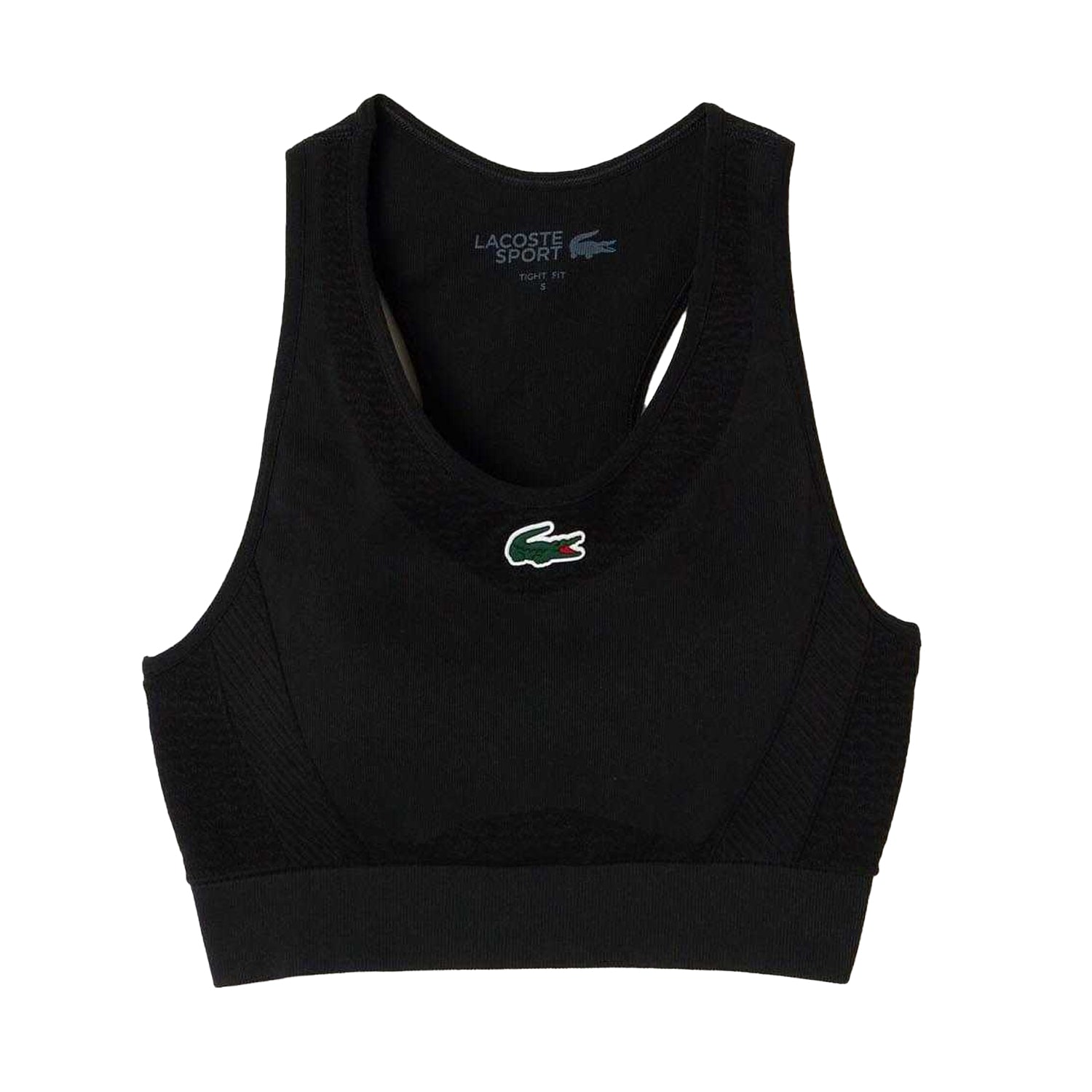 Black - Front - Lacoste Womens-Ladies Stretch Sports Bra