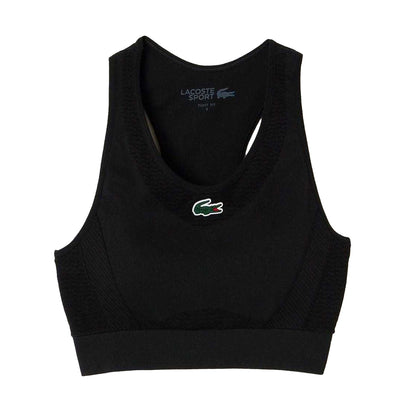 Black - Front - Lacoste Womens-Ladies Stretch Sports Bra