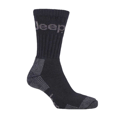 Black-Charcoal - Back - Jeep Mens All Terrain Boot Socks (Pack of 3)
