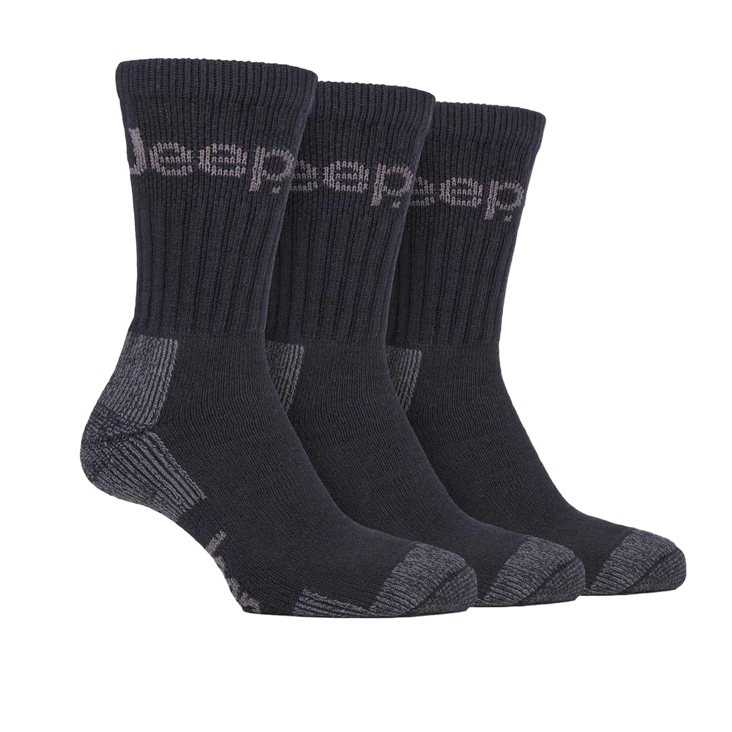 Black-Charcoal - Front - Jeep Mens All Terrain Boot Socks (Pack of 3)