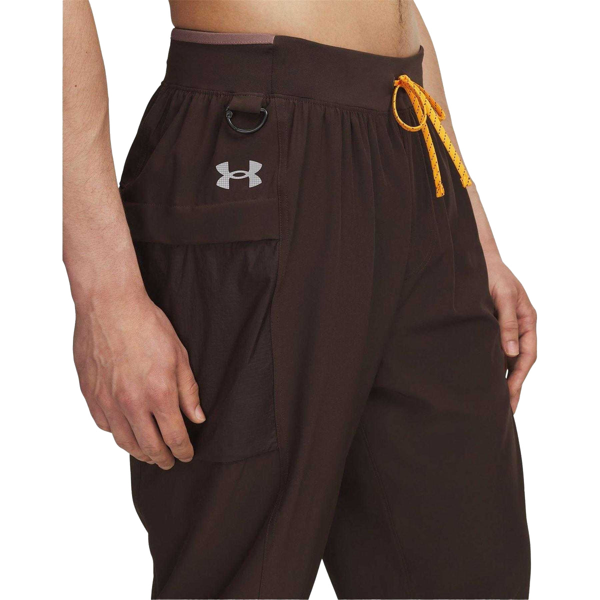 Brown - Side - Under Armour Mens Trail Run Tapered Slim Joggers